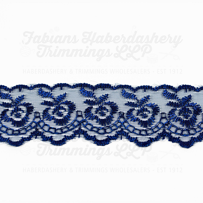 1½ inch Navy Embroidered Lace, 27.4m
