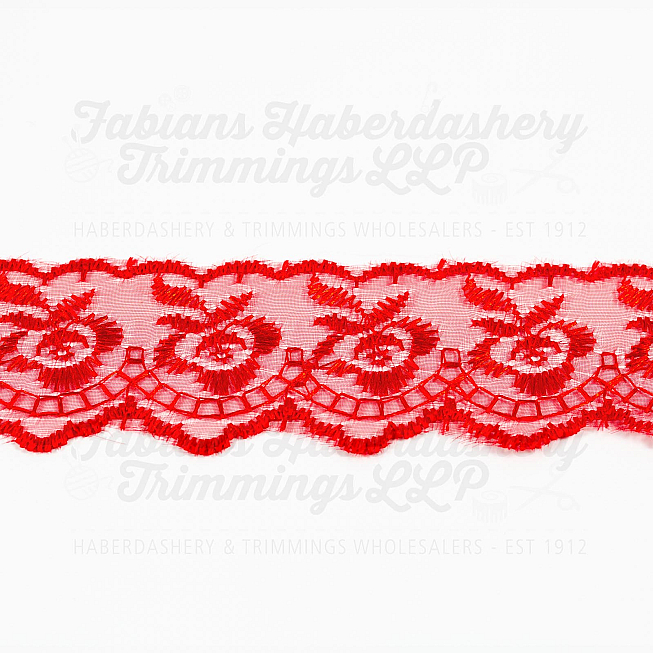 1½ inch Red Embroidered Lace, 27.4m