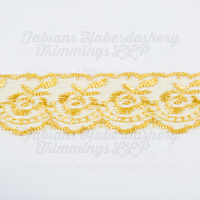 1½ inch Gold Embroidered Lace, 27.4m