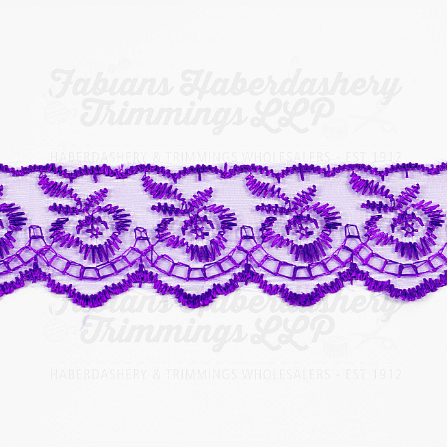 1½ inch Purple Embroidered Lace, 27.4m
