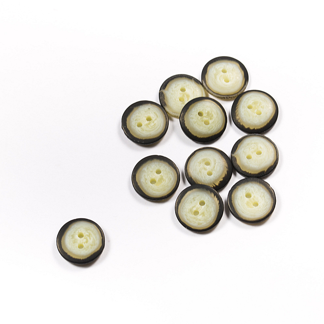 24L Black Rim Faux Horn Jacket Buttons, 100pcs