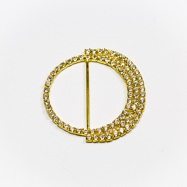 45mm Round Gold Diamante Buckle