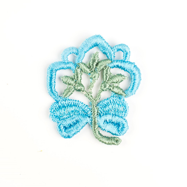 Turquoise Flower Guipure Applique, 5pcs