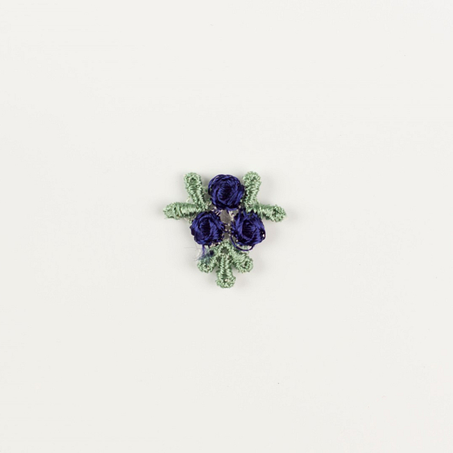 Small 3-Cluster Navy Guipure Applique, 15pcs