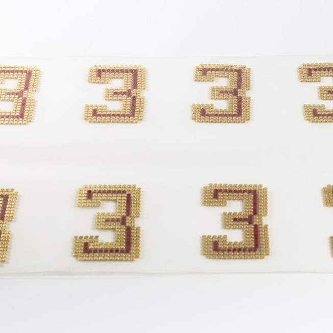 8 x '3' Gold & Red Studs