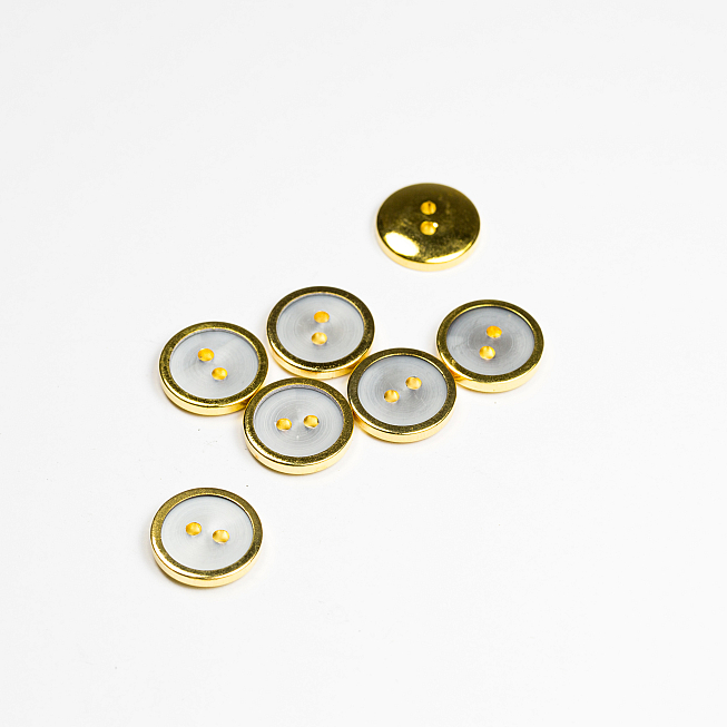 24 ligne 2-Hole Gold Rim Button, 50pcs
