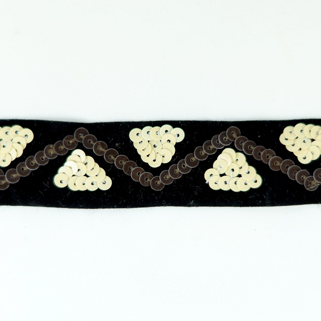 Black Sequined Velvet Ribbon, 5m
