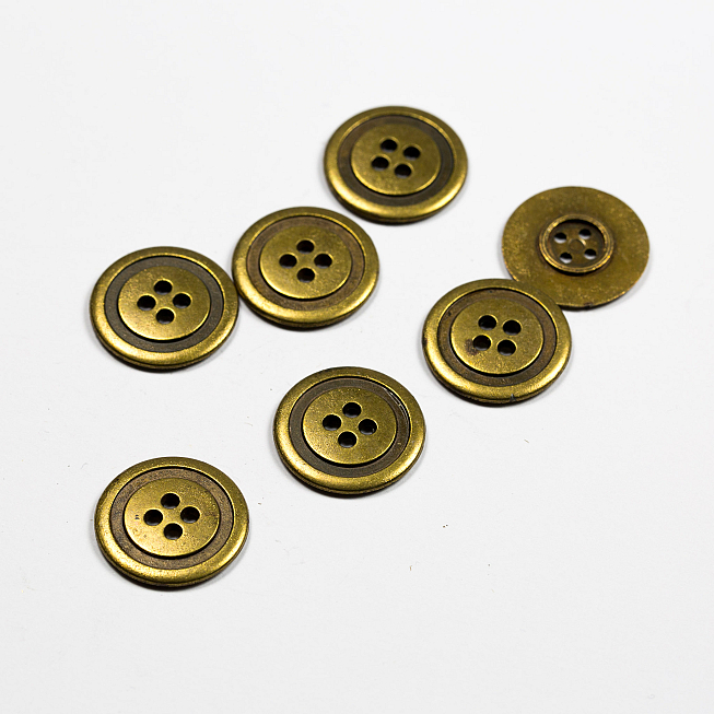32 Ligne 4-Hole Brass Metal Button, 25pcs