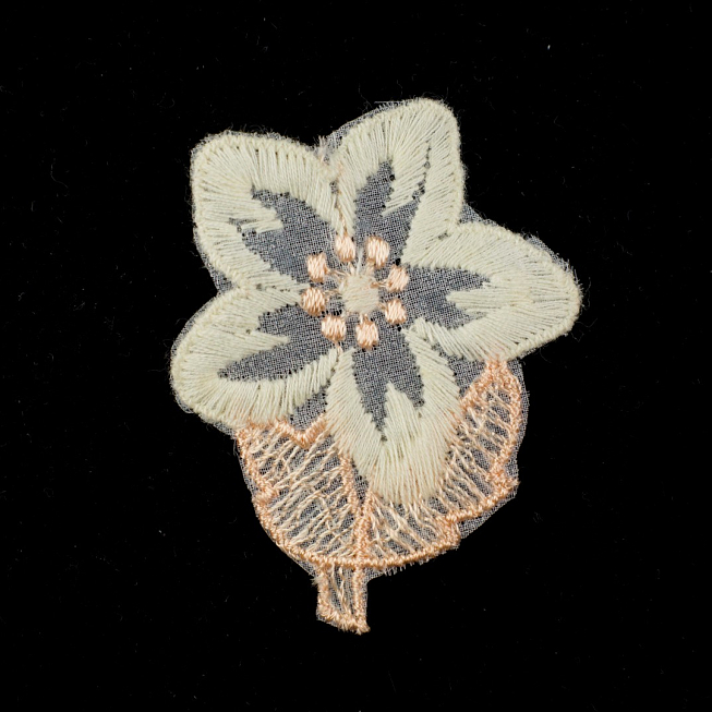 Cream Brown Embroidery Flower, 5pcs