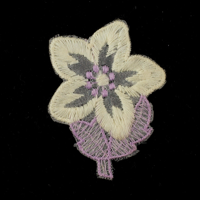 Cream Lilac Embroidery Flower, 5pcs