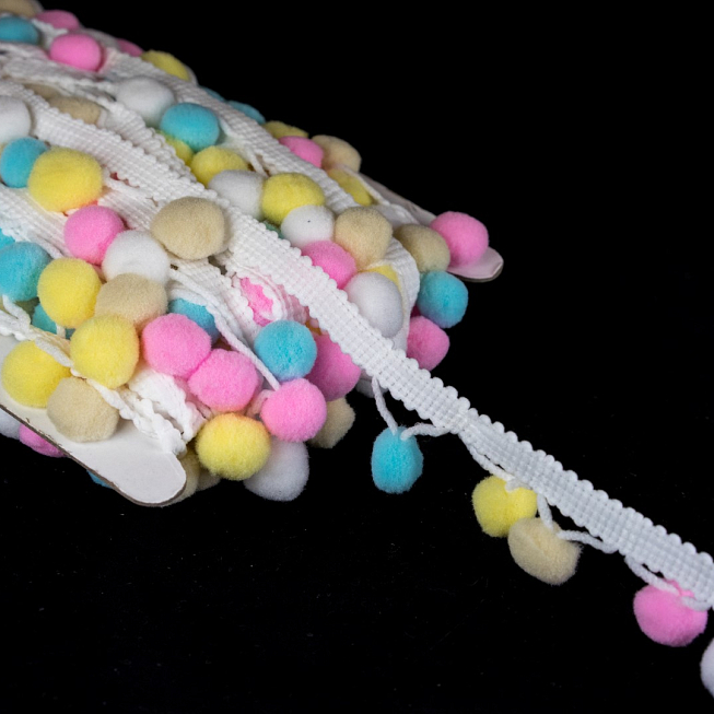 2cm Multi-Colour Pom Pom, 10m