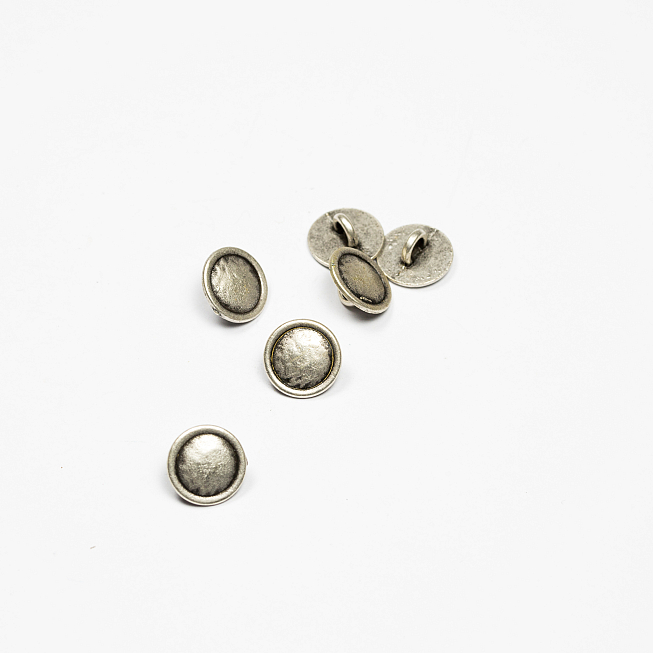 18L Silver Flat Top Shank Button, 25pcs