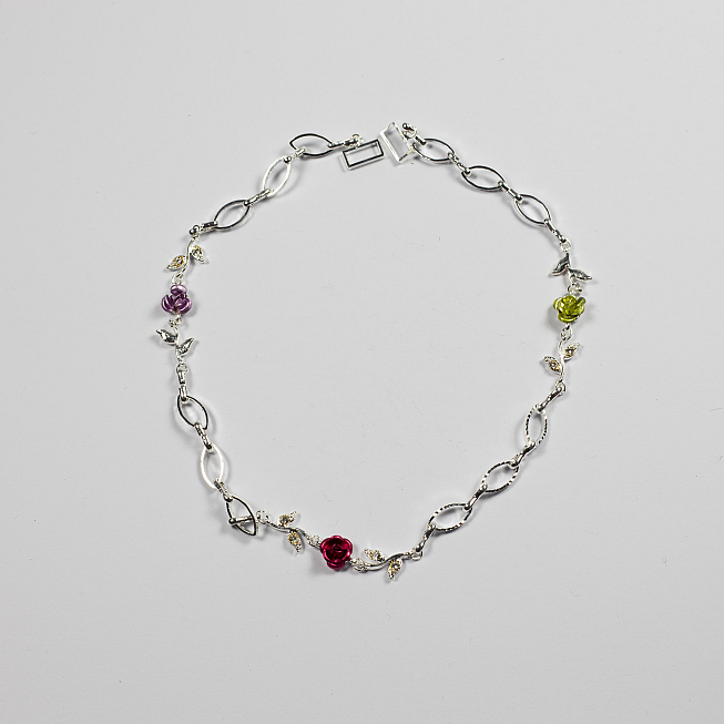 Rose Charm Silver Chain Connector, 5pcs