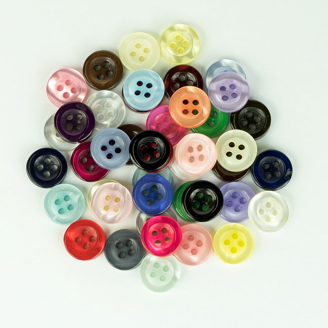 18L 4-Hole Shiny Shirt Buttons, 100pcs