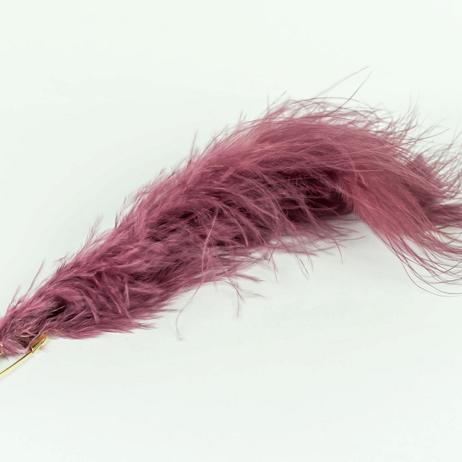 Wine Marabout Feather Brooch, 10pcs