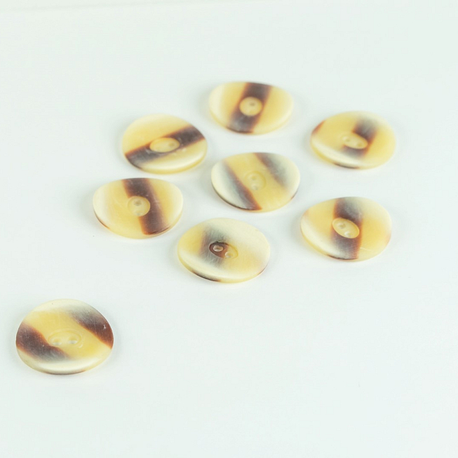 2-Hole Brown Striped Button, 50pcs