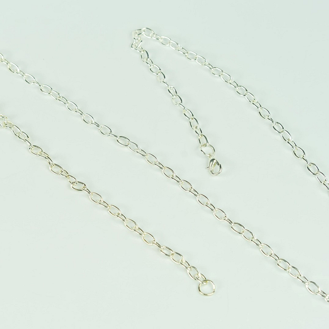 Plain Silver Chain Link Necklaces, 5pcs