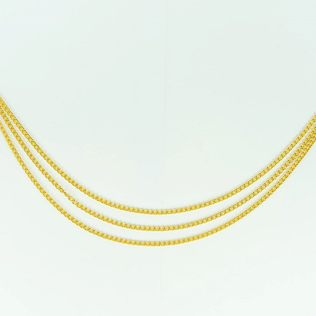 Gold Triple Drop Chain Necklet