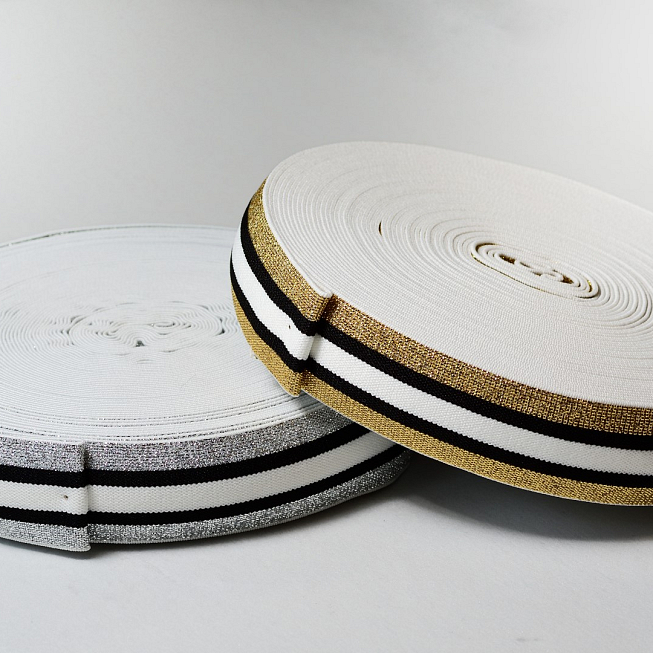 Metallic Striped Elastic, 10m