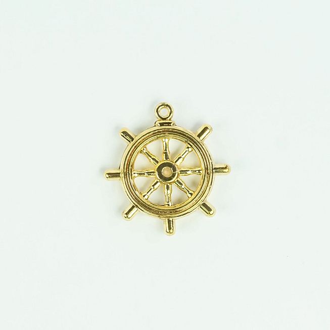 Gold Wheel Charm, 10pcs