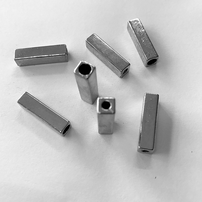 2mm Silver Metal Rectangle Cord Ends, 25pcs 