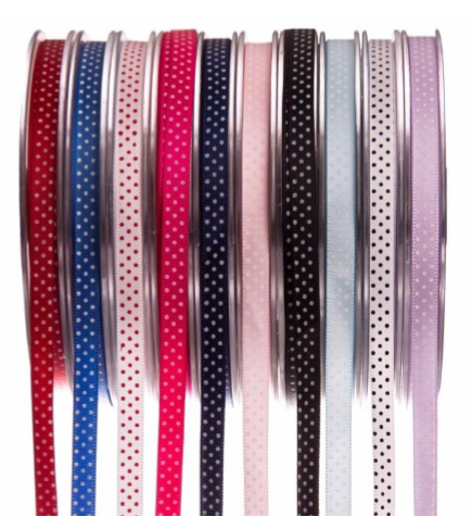 7mm Satin Spot Ribbon, 25m
