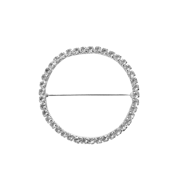 50mm Round Silver Diamante Brooch
