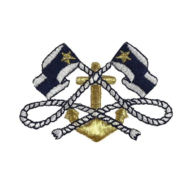 Blue with Gold Anchor Patch, 5pcs