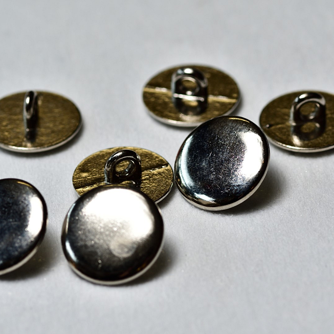 26L Shiny Silver Flat Top Shank Buttons, 25pcs