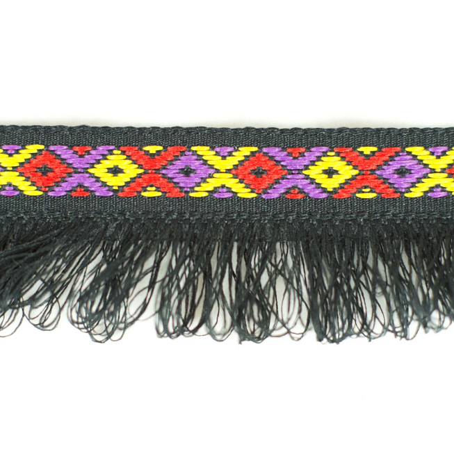 30mm Black Jacquard Fringe, 25m
