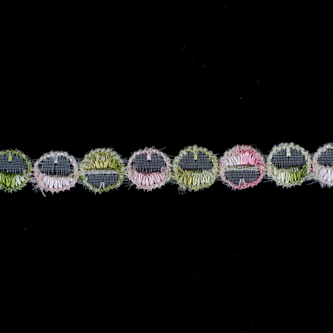 8mm Pink Green Tulle Lace, 13.7m