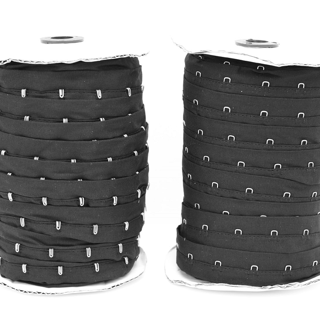 Black Cotton Hook & Eye Tape, 50m