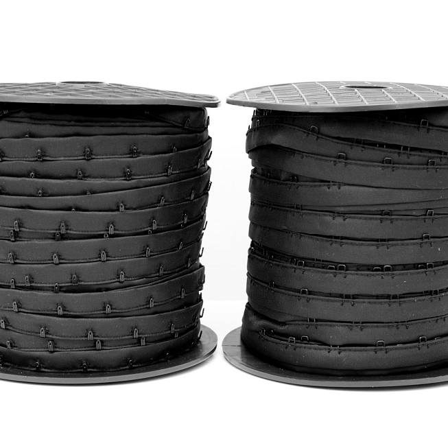 Black Nylon Hook & Eye Tape, 50m