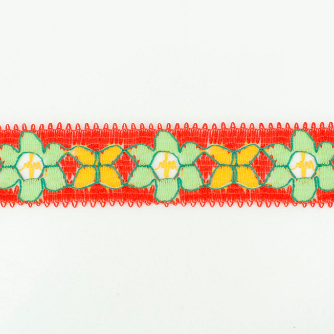 Red & Green Floral Lace, 300m