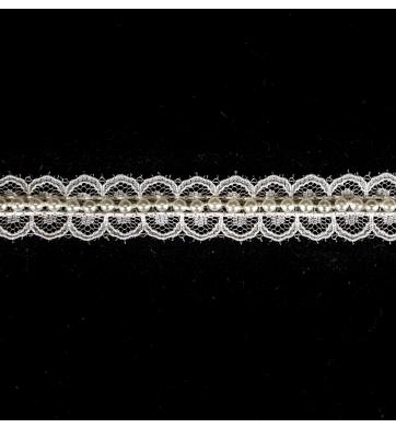 20mm White Pearl Lace Trim, 12.5m
