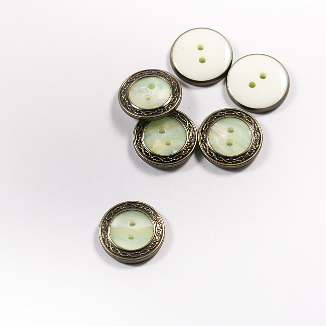 Silver Rim Pearl Buttons, 100pcs